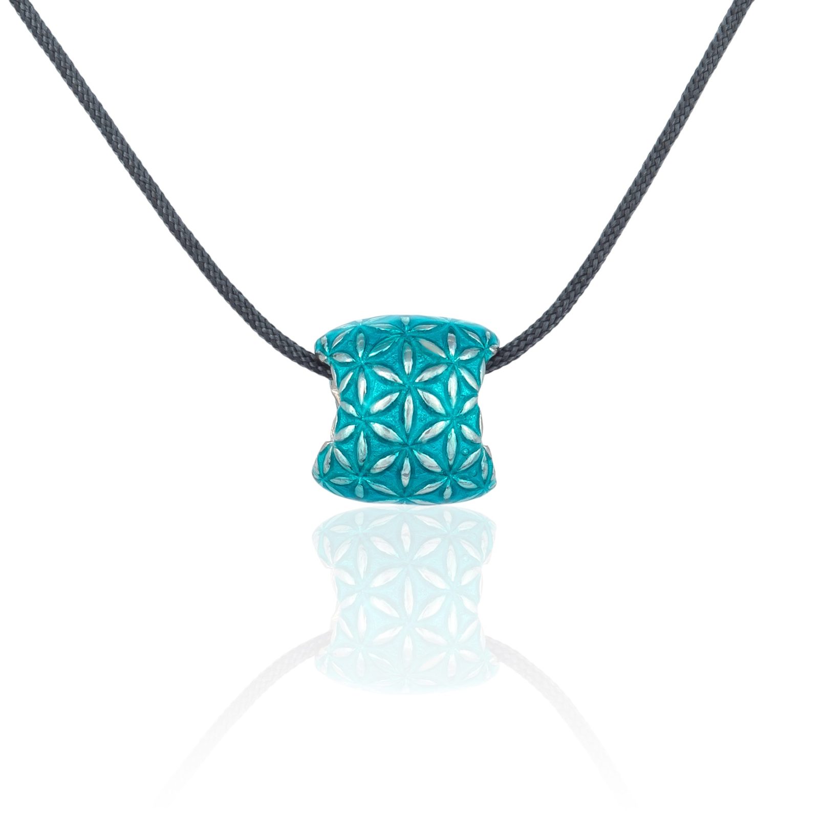 Flower Of Life Silver Bead Pendant With Enamel