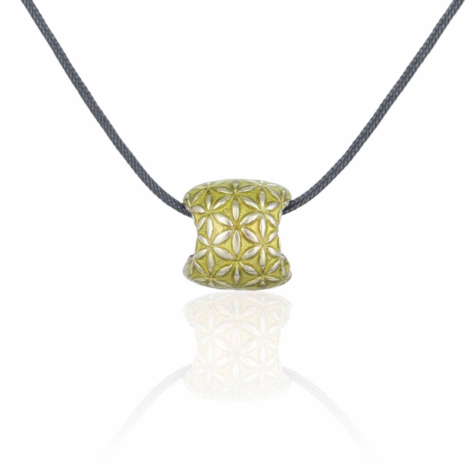 Flower Of Life Silver Bead Pendant With Enamel