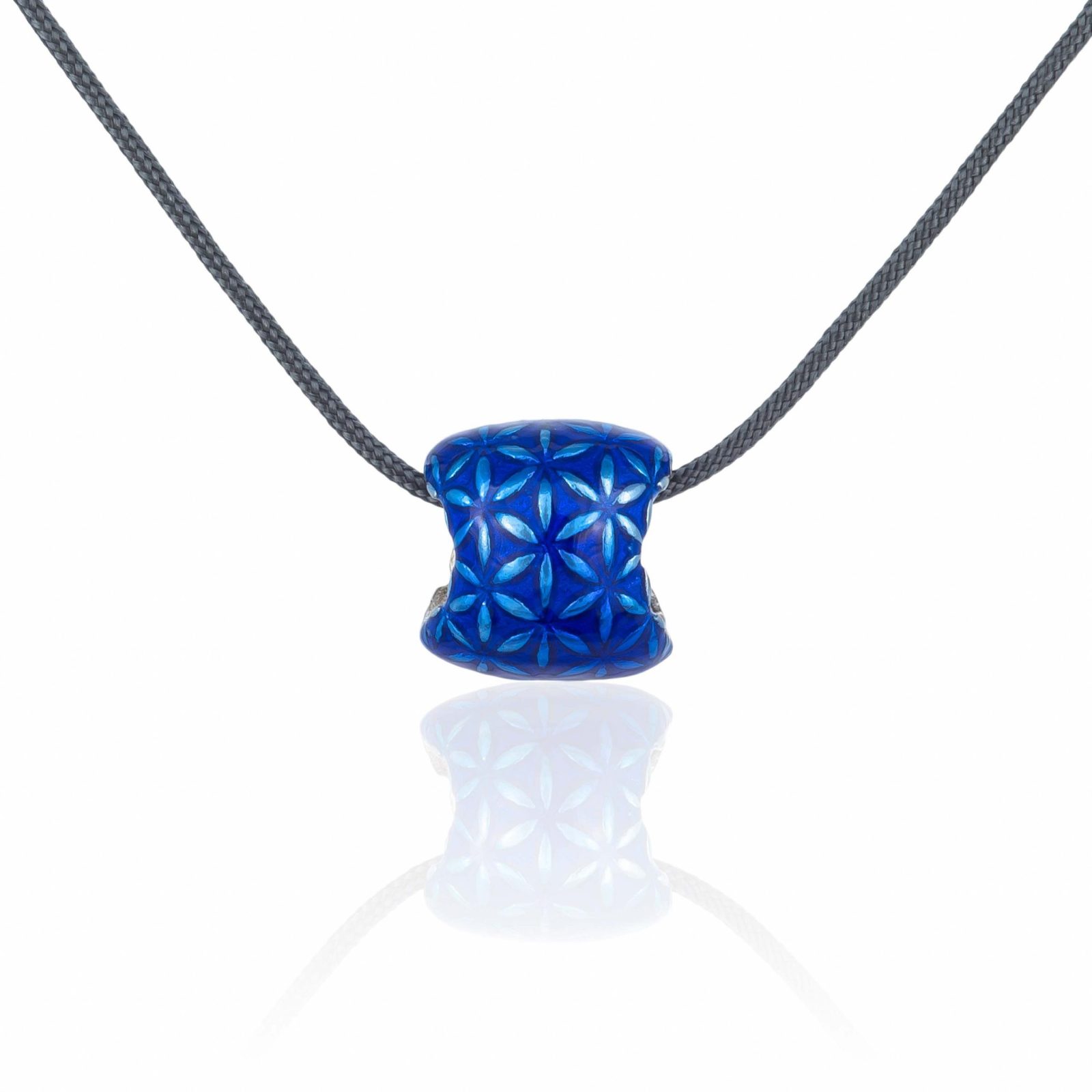 Flower Of Life Silver Bead Pendant With Enamel