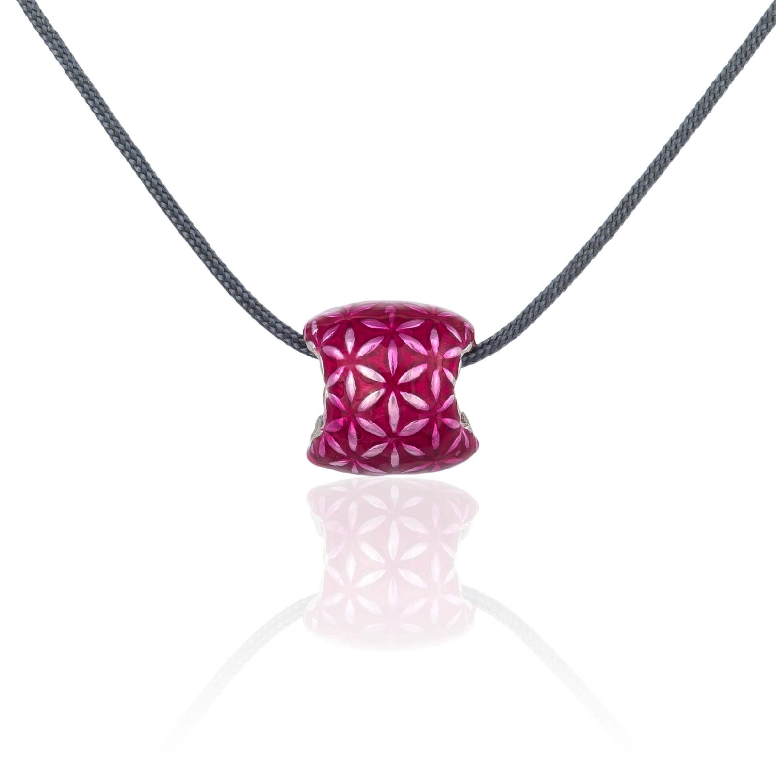 Flower Of Life Silver Bead Pendant With Enamel