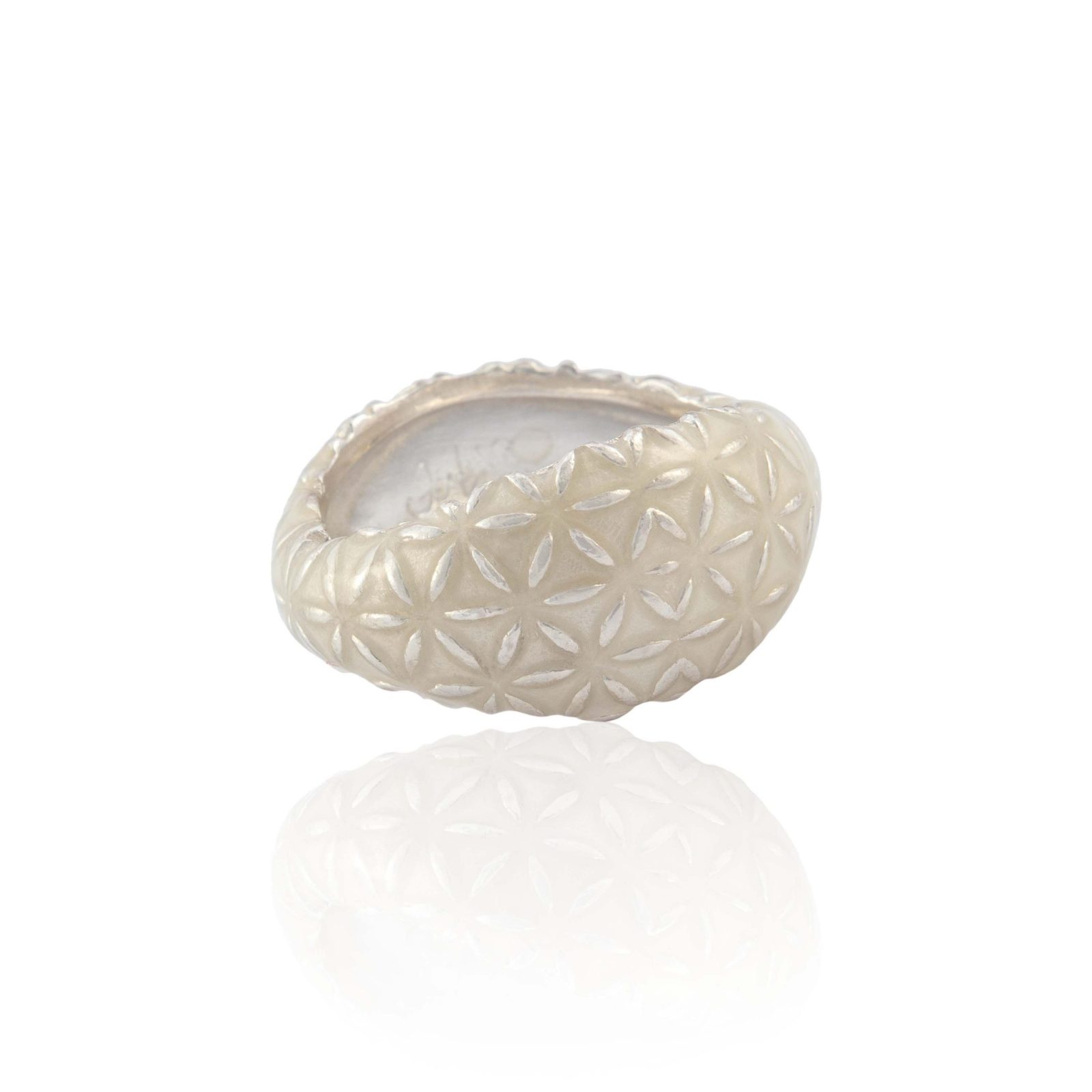 Blume Des Lebens Ring Mit Emaille (Breit)