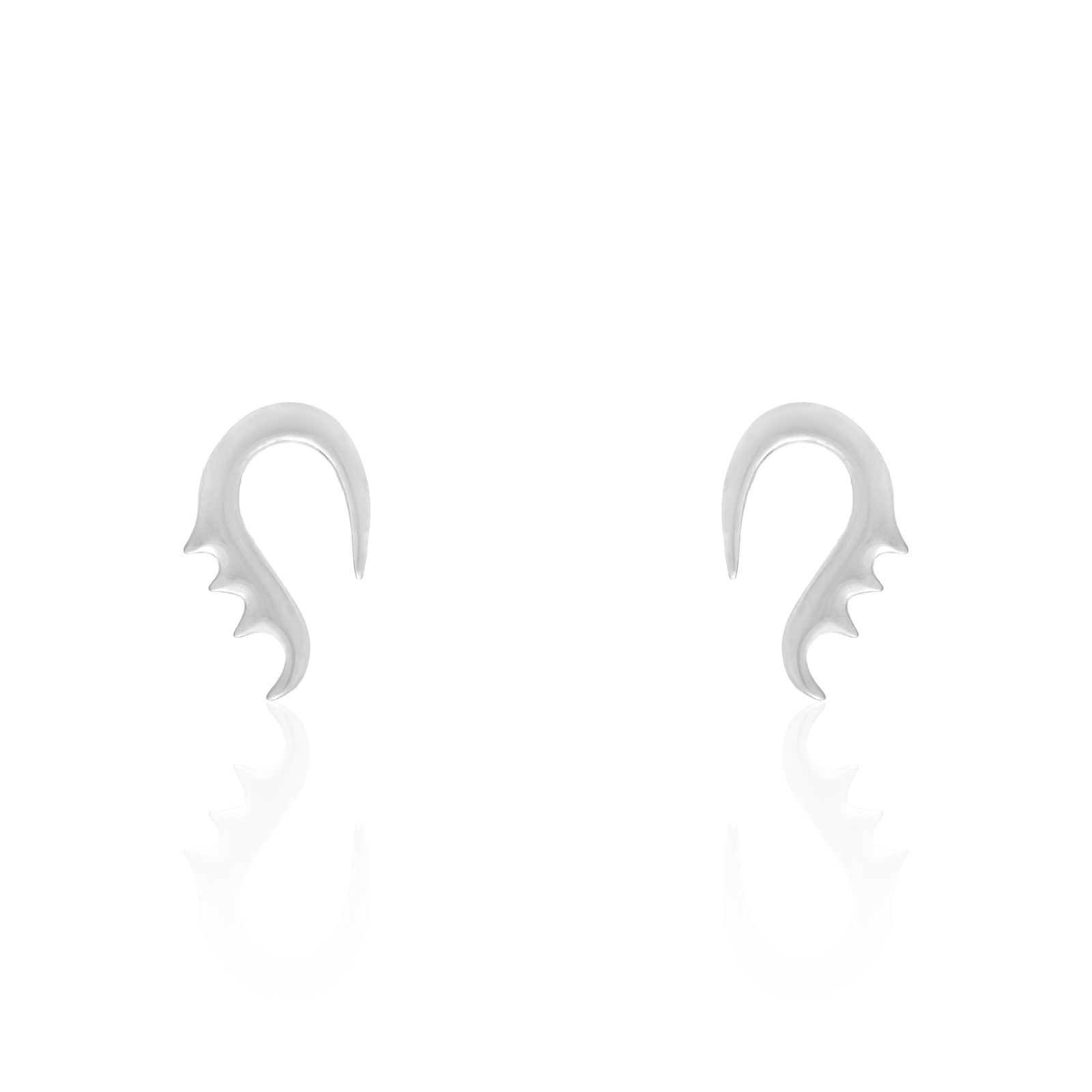 Natural Minimalist Form Heart Shape Silver Earrings (small)