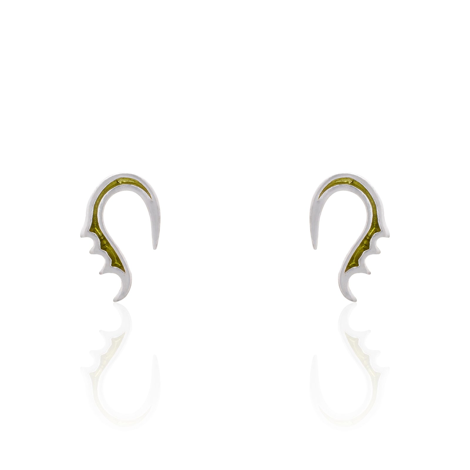 Natural Minimalist Form Heart Shape Silver Earrings With Enamel (small)
